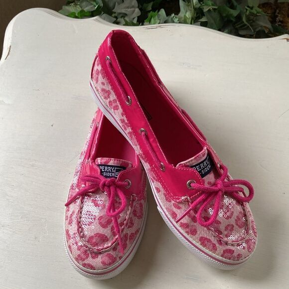 Sperry Shoes | Sperry Topside Biscayne Pink Cheetah Slip On Boat Shoes Sz 5M - Picture 1 of 14